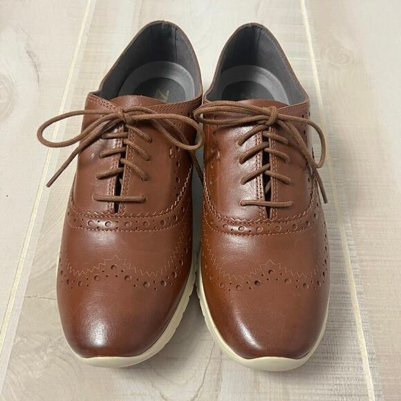 Cole Haan Women's ZERØGRAND Meritt Wingtip Oxfords Size 8B Leather British Tan - Picture 1 of 10